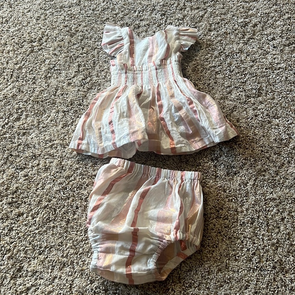 Yo baby sz.0-3 months adorable rose pink metallic set